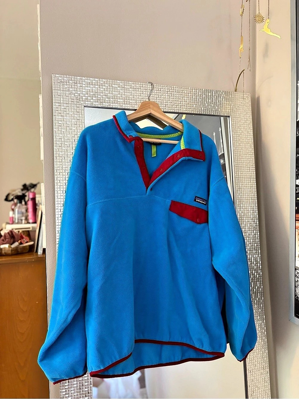 Vintage Patagonia Synchilla Snap-T Pullover Blue & Red Large